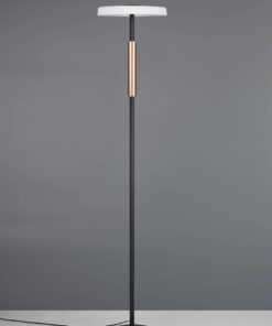 Φωτιστικό Δαπέδου Μαύρο+Καφέ με Λευκό Γυαλί CELESTE LED 15W 1750lm Dimmable Αφής 3000K Trio Lighting – 454910165