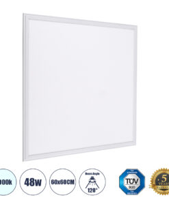 GloboStar® 60209 Χωνευτό LED Panel Milky Super Slim 60x60cm 48W 4800lm 120° CRI≥80Ra UGR<19 AC 220-240V IP20 Μ60 x Π60 x Υ1.5cm - Ψυχρό Λευκό 6000K - TÜV Certified Driver - 5 Years Warranty