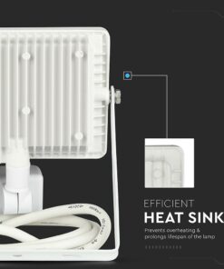 LED Προβολέας με Ανιχνευτή Κίνησης 30W V-TAC Samsung Chip Λευκός IP65 Φυσικό Λευκό 4000K – 458