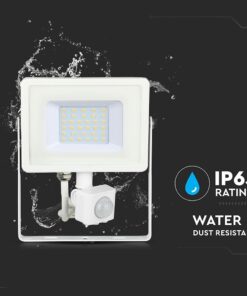 LED Προβολέας με Ανιχνευτή Κίνησης 30W V-TAC Samsung Chip Λευκός IP65 Φυσικό Λευκό 4000K – 458