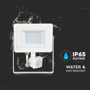 LED Προβολέας με Ανιχνευτή Κίνησης 30W V-TAC Samsung Chip Λευκός IP65 Φυσικό Λευκό 4000K – 458