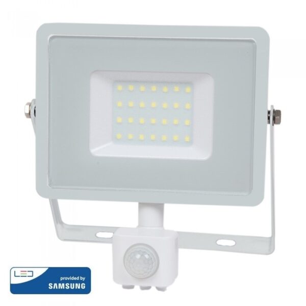 LED Προβολέας με Ανιχνευτή Κίνησης 30W V-TAC Samsung Chip Λευκός IP65 Φυσικό Λευκό 4000K - 458