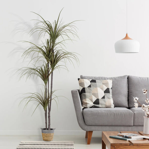GloboStar® Artificial Garden SYROS 20281 Διακοσμητικό Πλεκτό Καλάθι – Κασπώ Γλάστρα – Flower Pot Μπεζ με Γκρι Φ20cm x Υ20cm
