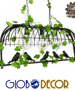 GloboStar® JUDE 01646 Vintage Industrial Κρεμαστό Φωτιστικό Οροφής Τρίφωτο 3 x E27 Μαύρο Μεταλλικό Πλέγμα Μ85.5 x Π37.5 x Y38cm