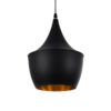 GloboStar® SHANGHAI BLACK 01025-A Μοντέρνο Κρεμαστό Φωτιστικό Οροφής Μονόφωτο 1 x E27 Μαύρο Μεταλλικό Καμπάνα Φ24 x Υ30cm