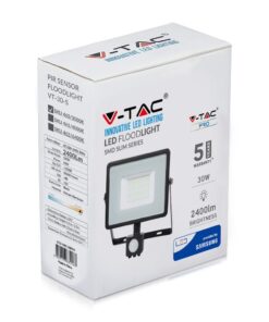 LED Προβολέας με Ανιχνευτή Κίνησης 30W V-TAC PRO Samsung Chip 100° 2400lm Μαύρος IP65 Θερμό Λευκό 3000K – 460