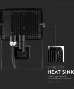 LED Προβολέας με Ανιχνευτή Κίνησης 30W V-TAC PRO Samsung Chip 100° 2400lm Μαύρος IP65 Θερμό Λευκό 3000K – 460
