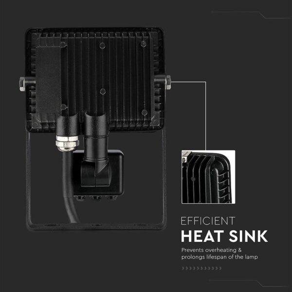 LED Προβολέας με Ανιχνευτή Κίνησης 30W V-TAC PRO Samsung Chip 100° 2400lm Μαύρος IP65 Θερμό Λευκό 3000K – 460