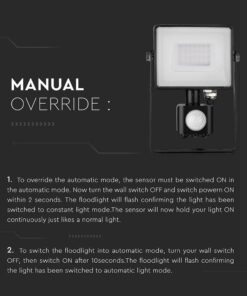 LED Προβολέας με Ανιχνευτή Κίνησης 30W V-TAC PRO Samsung Chip 100° 2400lm Μαύρος IP65 Θερμό Λευκό 3000K – 460