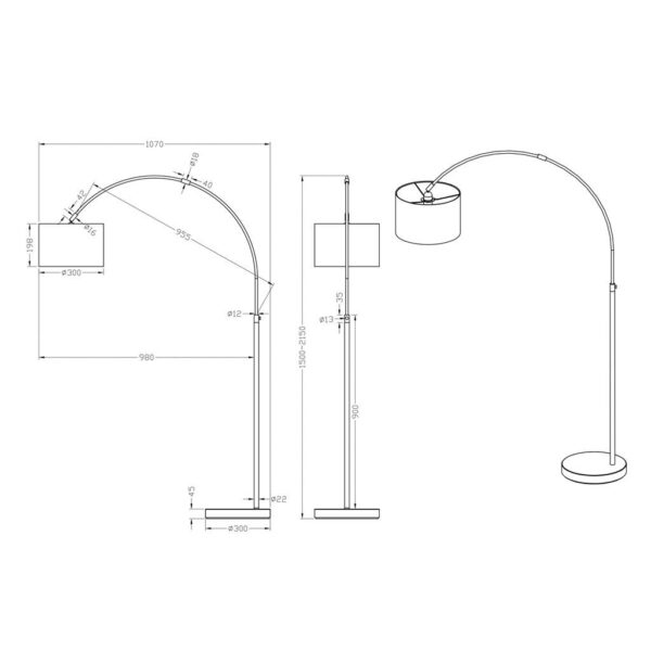 Φωτιστικό Δαπέδου Trio Lighting   E27 Νίκελ Ματ Μεταλλικό    461100102
