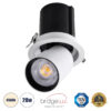 GloboStar® VIRGO-B 60310 Χωνευτό LED Spot Downlight TrimLess Φ13.5cm 20W 2600lm 36° AC 220-240V IP20 Φ13.5cm x Υ14cm – Στρόγγυλο – Λευκό με Μαύρο Κάτοπτρο – Φυσικό Λευκό 4500K – Bridgelux COB – 5 Years Warranty