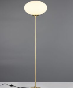 Φωτιστικό Δαπέδου Ματ Ορείχαλκος & Οπάλ Γυαλί FOMENTO 1xE27 Φ40 με Διακόπτη Trio Lighting – 463100108