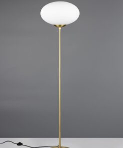 Φωτιστικό Δαπέδου Ματ Ορείχαλκος & Οπάλ Γυαλί FOMENTO 1xE27 Φ40 με Διακόπτη Trio Lighting – 463100108