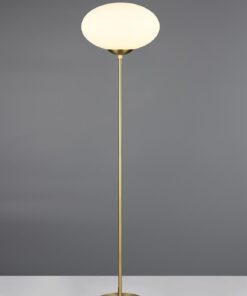 Φωτιστικό Δαπέδου Ματ Ορείχαλκος & Οπάλ Γυαλί FOMENTO 1xE27 Φ40 με Διακόπτη Trio Lighting – 463100108