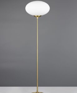 Φωτιστικό Δαπέδου Ματ Ορείχαλκος & Οπάλ Γυαλί FOMENTO 1xE27 Φ40 με Διακόπτη Trio Lighting – 463100108