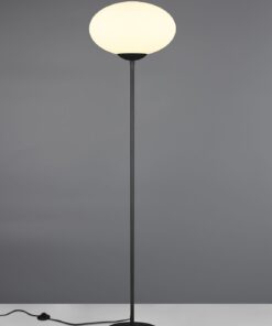 Φωτισιτκό Δαπέδου Μαύρο Ματ & Οπάλ Γυαλί FOMENTO 1xE27 Φ40 με Διακόπτη Trio Lighting – 463100132