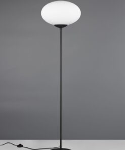 Φωτισιτκό Δαπέδου Μαύρο Ματ & Οπάλ Γυαλί FOMENTO 1xE27 Φ40 με Διακόπτη Trio Lighting – 463100132