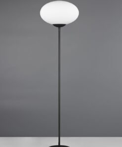 Φωτισιτκό Δαπέδου Μαύρο Ματ & Οπάλ Γυαλί FOMENTO 1xE27 Φ40 με Διακόπτη Trio Lighting – 463100132