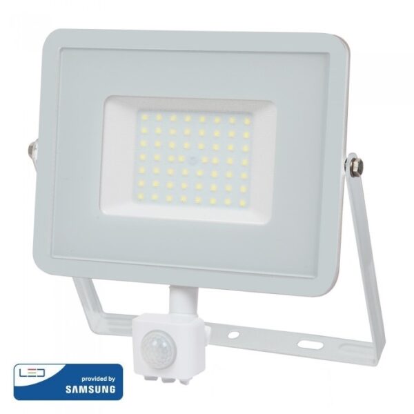 LED Προβολέας με Ανιχνευτή Κίνησης 50W V-TAC PRO Samsung Chip 100° 4000lm Λευκός IP65 Φυσικό Λευκό 4000K – 467