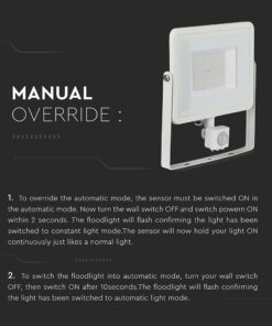 LED Προβολέας με Ανιχνευτή Κίνησης 50W V-TAC PRO Samsung Chip 100° 4000lm Λευκός IP65 Θερμό Λευκό 3000K – 466