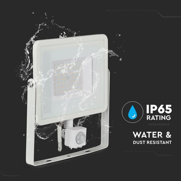 LED Προβολέας με Ανιχνευτή Κίνησης 50W V-TAC PRO Samsung Chip 100° 4000lm Λευκός IP65 Θερμό Λευκό 3000K – 466