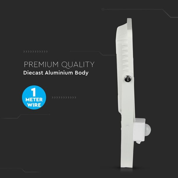 LED Προβολέας με Ανιχνευτή Κίνησης 50W V-TAC PRO Samsung Chip 100° 4000lm Λευκός IP65 Θερμό Λευκό 3000K – 466