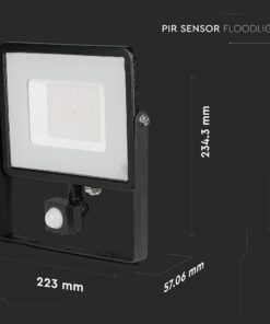 LED Προβολέας με Ανιχνευτή Κίνησης 50W V-TAC PRO Samsung Chip 100° 4000lm Μαύρος IP65 Θερμό Λευκό 3000K – 469