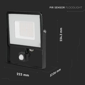 LED Προβολέας με Ανιχνευτή Κίνησης 50W V-TAC PRO Samsung Chip 100° 4000lm Μαύρος IP65 Θερμό Λευκό 3000K – 469