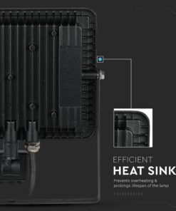 LED Προβολέας με Ανιχνευτή Κίνησης 50W V-TAC PRO Samsung Chip 100° 4000lm Μαύρος IP65 Θερμό Λευκό 3000K – 469