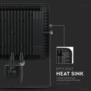 LED Προβολέας με Ανιχνευτή Κίνησης 50W V-TAC PRO Samsung Chip 100° 4000lm Μαύρος IP65 Θερμό Λευκό 3000K – 469