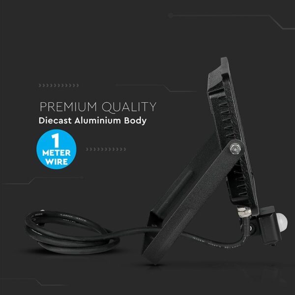 LED Προβολέας με Ανιχνευτή Κίνησης 50W V-TAC PRO Samsung Chip 100° 4000lm Μαύρος IP65 Θερμό Λευκό 3000K – 469