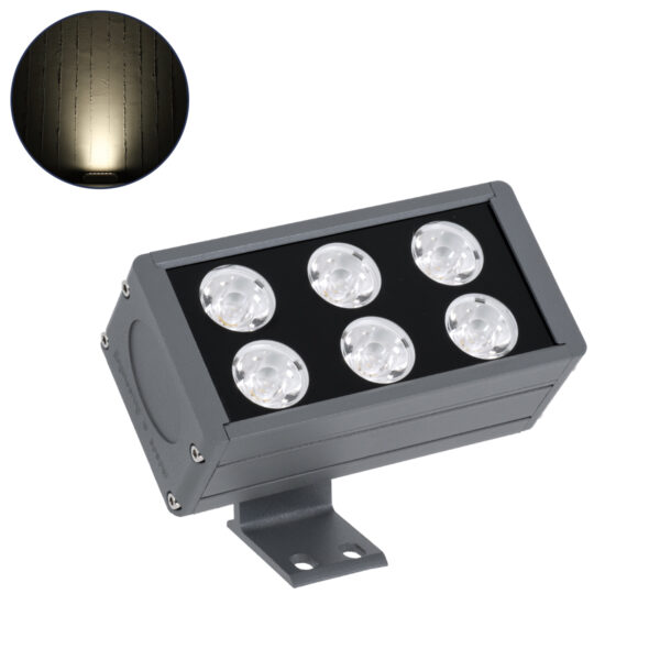 GloboStar® FLOOD-DANY 90376 Προβολέας Wall Washer για Φωτισμό Κτιρίων LED 24W 2280lm 5° DC 24V Αδιάβροχο IP65 Μ16 x Π9.5 x Υ7.5cm Φυσικό Λευκό 4500K - Γκρι Ανθρακί - 3 Χρόνια Εγγύηση