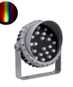 GloboStar® FLOOD-MENA 90647 Προβολέας Wall Washer με Αντιθαμβωτική Γρίλια για Φωτισμό Κτιρίων LED 24W 2040lm 30° DC 24V Αδιάβροχο IP65 Φ23 x Υ18cm Πολύχρωμο RGBW DMX512 – Ασημί – 3 Years Warranty