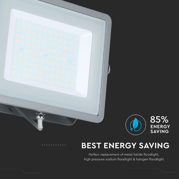 LED Προβολέας 100W V-TAC PRO Samsung Chip 100° 8000lm Γκρι Αδιάβροχος IP65 Φυσικό Λευκό 4000K – 473