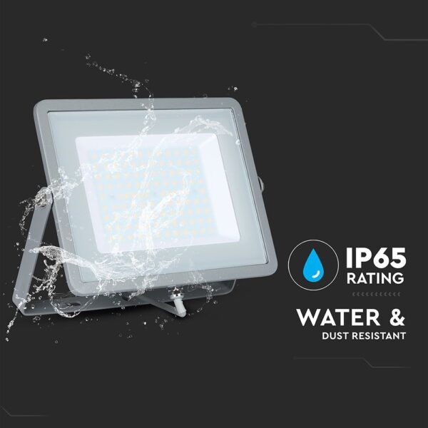 LED Προβολέας 100W V-TAC PRO Samsung Chip 100° 8000lm Γκρι Αδιάβροχος IP65 Φυσικό Λευκό 4000K – 473