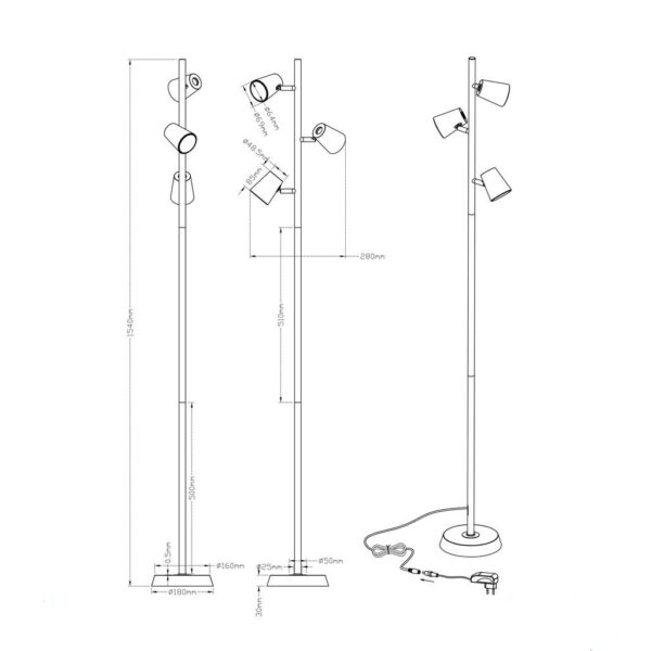 Φωτιστικό Δαπέδου Trio Lighting LED 4,7W  Νίκελ Ματ Μεταλλικό Step Dimmable 470lm 3000K  473190307