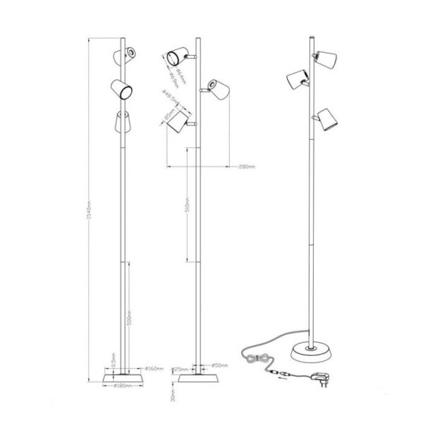 Φωτιστικό Δαπέδου Trio Lighting LED 4,7W  Μαύρο Ματ Μεταλλικό Step Dimmable 470lm 3000K  473190332
