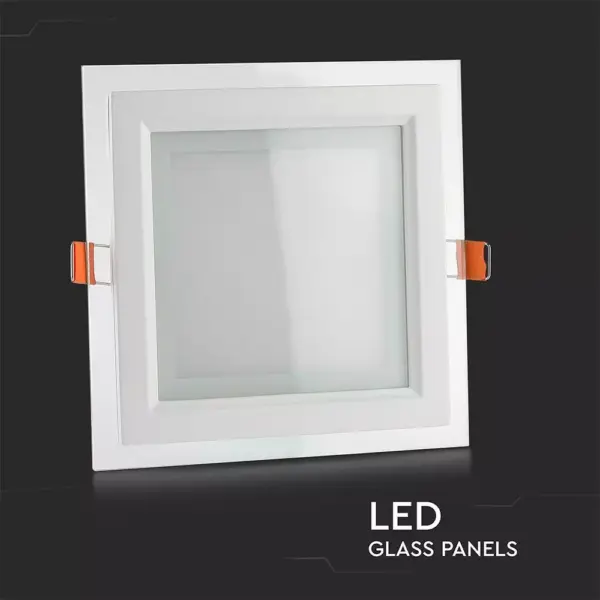 LED panel χωνευτό 6W 6400K Ψυχρό λευκό Τετράγωνο γυάλινο V-TAC – 4737