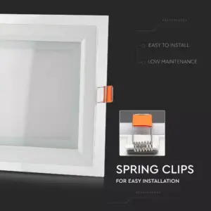LED panel χωνευτό 6W 6400K Ψυχρό λευκό Τετράγωνο γυάλινο V-TAC – 4737
