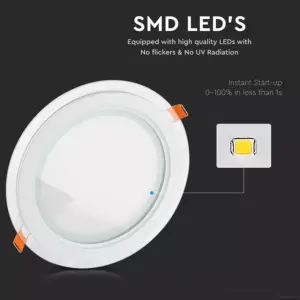 LED panel χωνευτό 6W 6400K Ψυχρό λευκό Στρογγυλό γυάλινο V-TAC – 4739