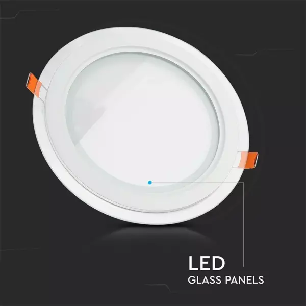 LED panel χωνευτό 6W 6400K Ψυχρό λευκό Στρογγυλό γυάλινο V-TAC – 4739