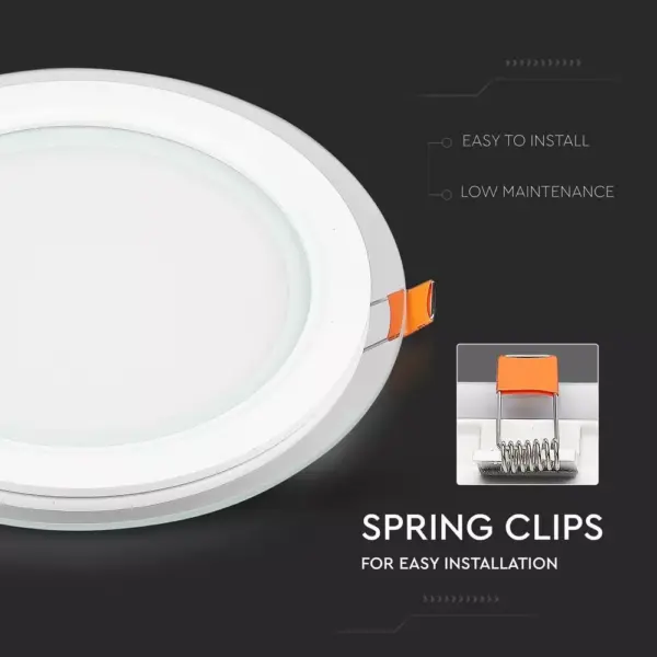 LED panel χωνευτό 6W 6400K Ψυχρό λευκό Στρογγυλό γυάλινο V-TAC – 4739