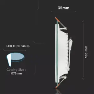 LED panel χωνευτό 6W 6400K Ψυχρό λευκό Στρογγυλό γυάλινο V-TAC – 4739