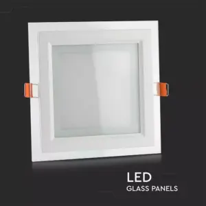 LED panel χωνευτό 12W 6400K Ψυχρό λευκό Τετράγωνο γυάλινο V-TAC – 4741