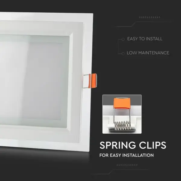 LED panel χωνευτό 12W 6400K Ψυχρό λευκό Τετράγωνο γυάλινο V-TAC – 4741