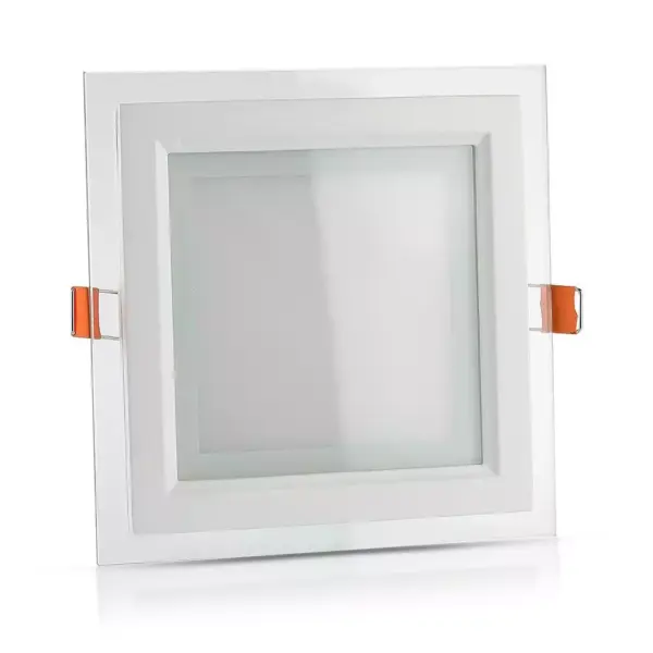 LED panel χωνευτό 12W 4000K Φυσικό λευκό Τετράγωνο γυάλινο V-TAC - 6278