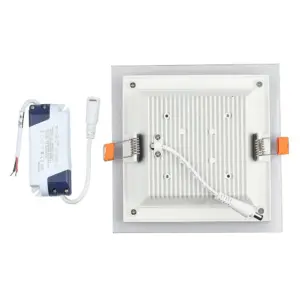 LED panel χωνευτό 12W 6400K Ψυχρό λευκό Τετράγωνο γυάλινο V-TAC – 4741