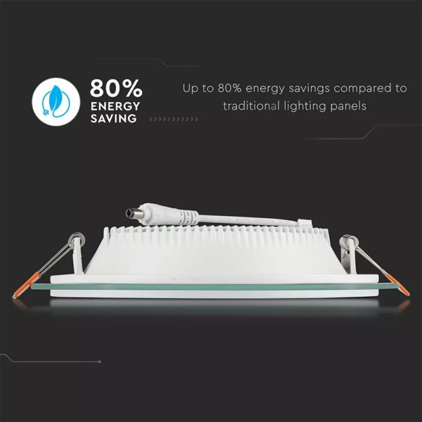 LED panel χωνευτό 12W 6400K Ψυχρό λευκό Στρογγυλό γυάλινο V-TAC – 4743