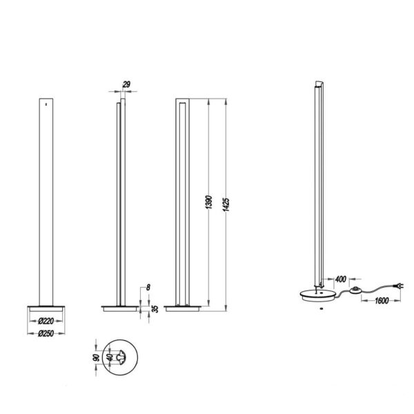 Φωτιστικό Δαπέδου Trio Lighting LED 15W  Μαύρο Μεταλλικό Step Dimmable 1450lm 3000K  474410179