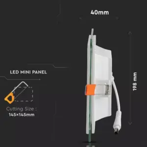 LED panel χωνευτό 18W 6400K Ψυχρό λευκό Τετράγωνο γυάλινο V-TAC – 4745